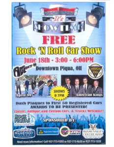 CAR SHOW ADDED TO THE ROCK PIQUA! EVENT IN DOWNTOWN PIQUA ON JUNE 18